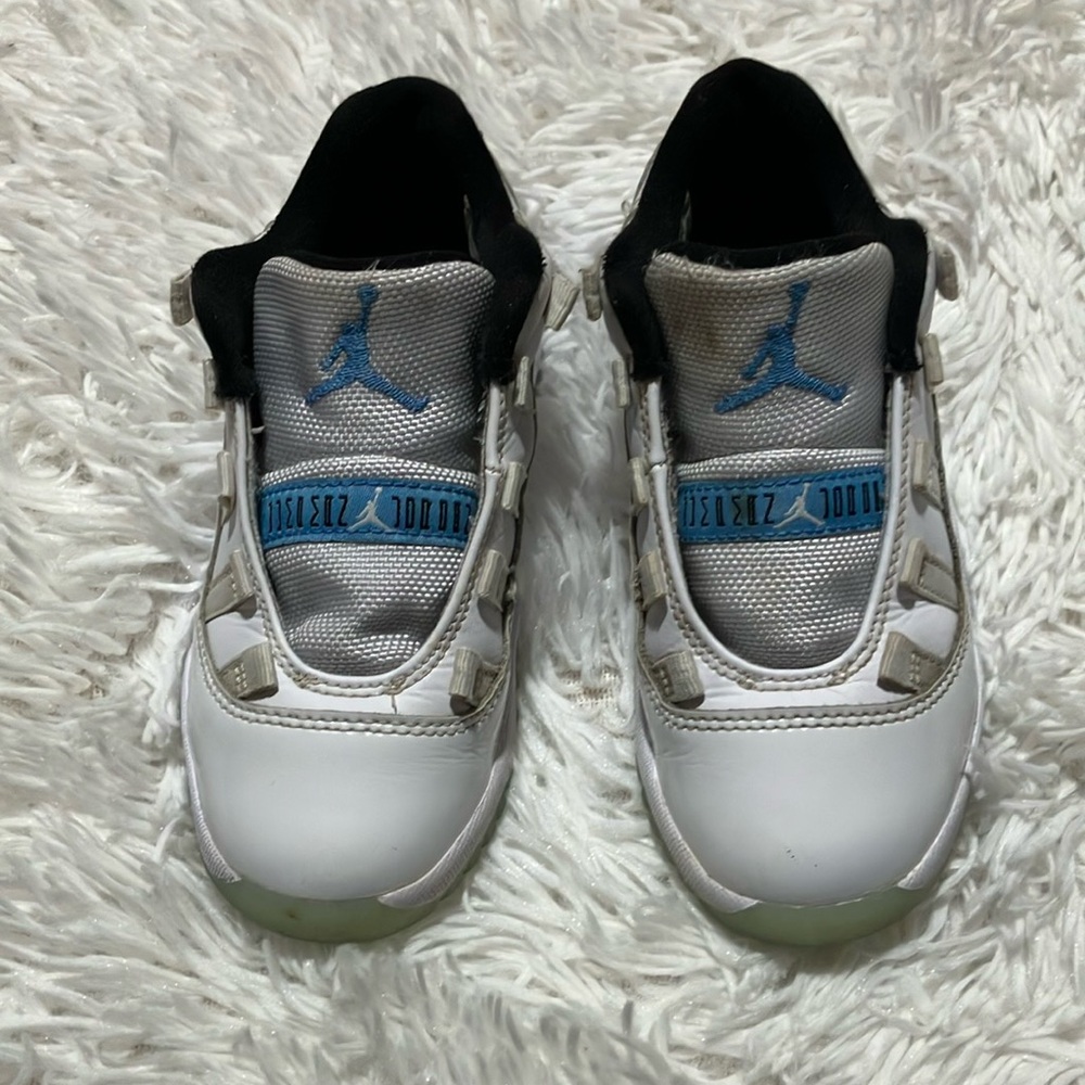 Kids White and Blue Athletic Shoes